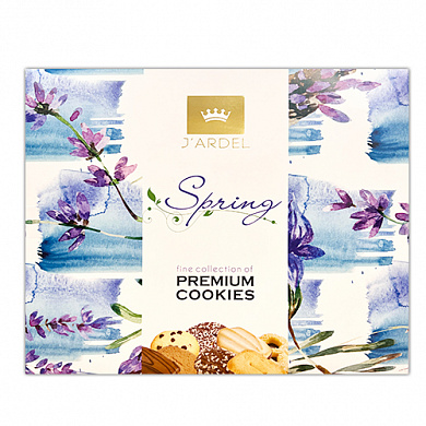 ассорти бисквитного печенья arbelco j’ardel цветы (голубой) картон 420г