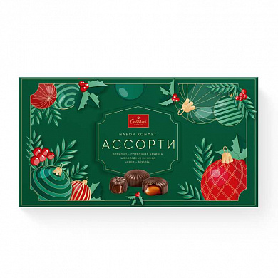 набор конфет "новогодние игрушки" с помадными начинками 130г*14шт
