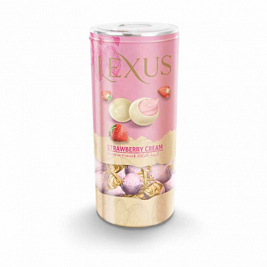 конфеты "lexus" из белого шоколада с клубничным кремом (в тубе) 180гр