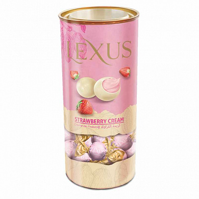 конфеты "lexus" из белого шоколада с клубничным кремом (в тубе) 500 гр