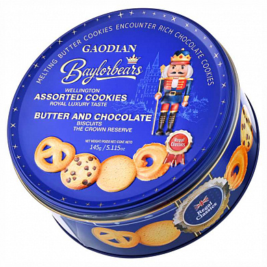 gaodian wellington ассорти сдобного печенья (синяя ж/б, гвардеец) 145гр*12шт