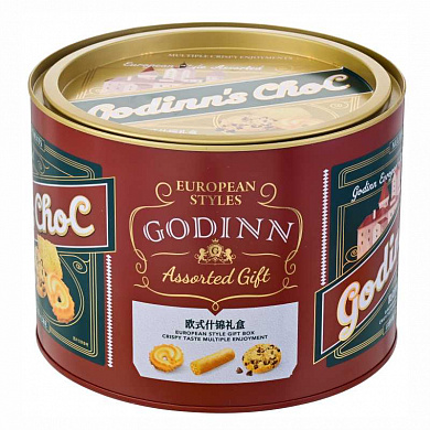 godinn’s choc ассорти печенья (красная ж/б) 328г*12шт