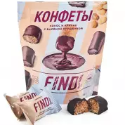 Конфеты FINDI кокос и арахис с вареной сгущенкой в шоколадной глазури 150г
