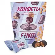 Конфеты FINDI арахис и изюм с вареной сгущенкой в шоколадной глазури 150г